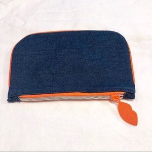 [ipsy] Denim Makeup Bag with Orange Accents